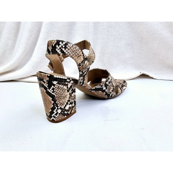 Steve Madden Size 9.5M Women's Snake Print Open Toe Ankle Strap Block Heel Shoes - Picture 14 of 14